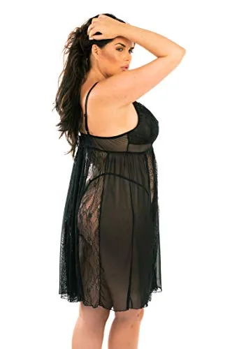 Perfect4U Babydoll Lingerie for Women Plus Size, Sexy Nightwear for Women Plus Size, See Through Lingerie Plus Size Longer & Elegan