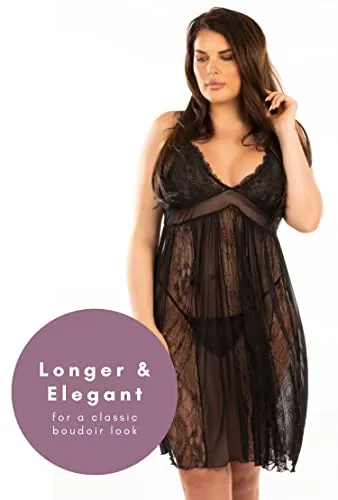 Perfect4U Babydoll Lingerie for Women Plus Size, Sexy Nightwear for Women Plus Size, See Through Lingerie Plus Size Longer & Elegan