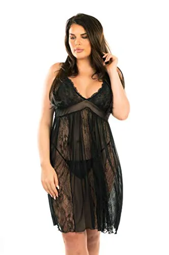 Perfect4U Babydoll Lingerie for Women Plus Size, Sexy Nightwear for Women Plus Size, See Through Lingerie Plus Size Longer & Elegan