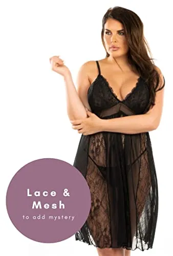 Perfect4U Babydoll Lingerie for Women Plus Size, Sexy Nightwear for Women Plus Size, See Through Lingerie Plus Size Longer & Elegan