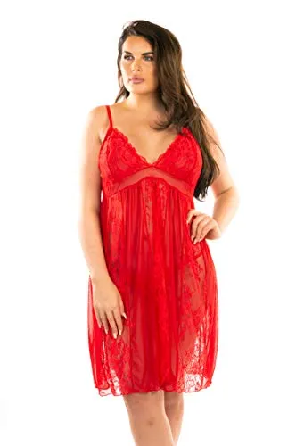 Perfect4U Babydoll Lingerie for Women Plus Size, Sexy Nightwear for Women Plus Size, See Through Lingerie Plus Size Longer & Elegan