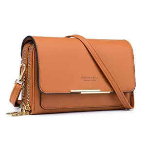 Roulens Small Crossbody Phone Bag for Women,PU Leather Mobile Phone Bags Card Holder Purse and Handbags,Shoulder Bag with Adjustable Strap