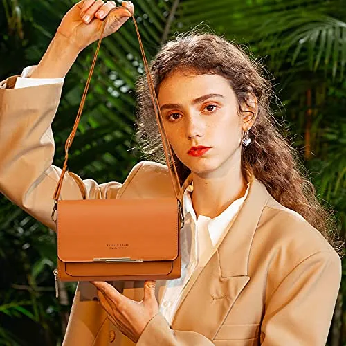 Roulens Small Crossbody Phone Bag for Women,PU Leather Mobile Phone Bags Card Holder Purse and Handbags,Shoulder Bag with Adjustable Strap