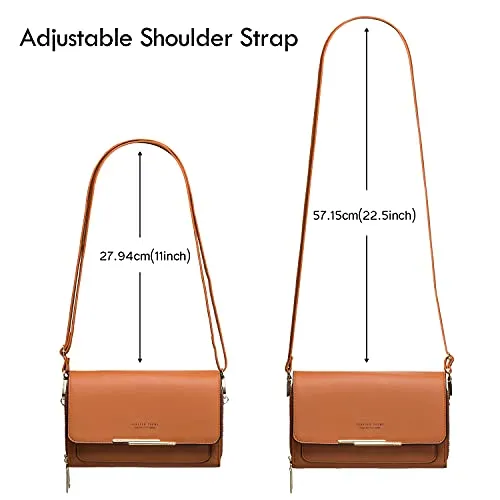 Roulens Small Crossbody Phone Bag for Women,PU Leather Mobile Phone Bags Card Holder Purse and Handbags,Shoulder Bag with Adjustable Strap