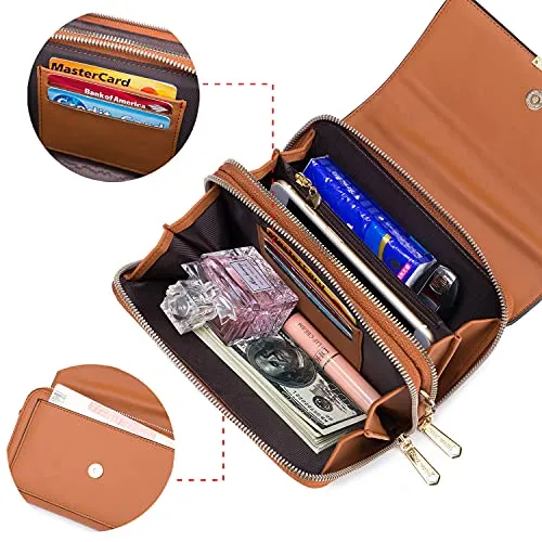 Roulens Small Crossbody Phone Bag for Women,PU Leather Mobile Phone Bags Card Holder Purse and Handbags,Shoulder Bag with Adjustable Strap