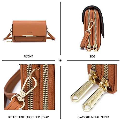 Roulens Small Crossbody Phone Bag for Women,PU Leather Mobile Phone Bags Card Holder Purse and Handbags,Shoulder Bag with Adjustable Strap