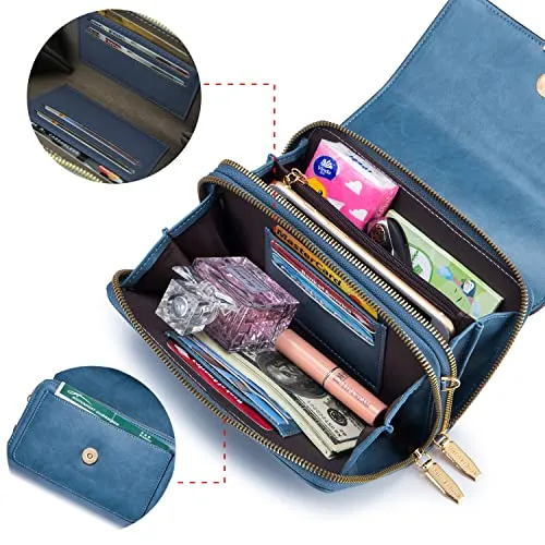 Roulens Small Crossbody Phone Bag for Women,PU Leather Mobile Phone Bags Card Holder Purse and Handbags,Shoulder Bag with Adjustable Strap