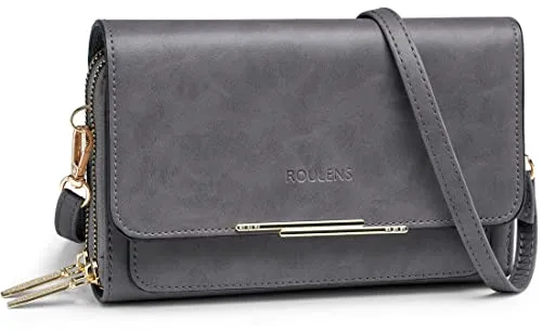 Roulens Small Crossbody Phone Bag for Women,PU Leather Mobile Phone Bags Card Holder Purse and Handbags,Shoulder Bag with Adjustable Strap