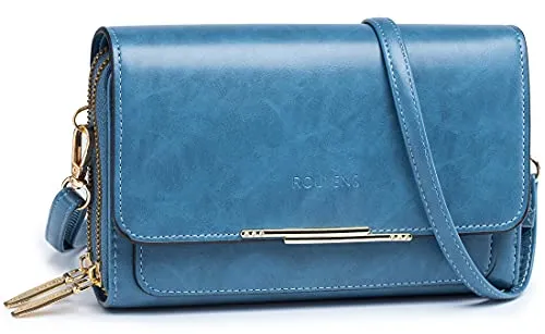 Roulens Small Crossbody Phone Bag for Women,PU Leather Mobile Phone Bags Card Holder Purse and Handbags,Shoulder Bag with Adjustable Strap