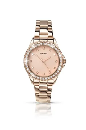 Sekonda Women's Quartz Watch with Rose Gold Dial Analogue Display and Rose Gold Alloy Bracelet