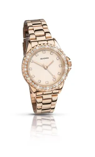 Sekonda Women's Quartz Watch with Rose Gold Dial Analogue Display and Rose Gold Alloy Bracelet