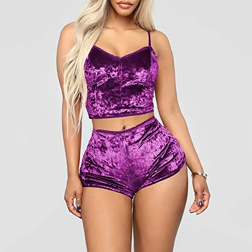 Sexy Lingerie for Women Naughty Erotic Outfits Women Velvet Deep V Camisole Bow Shorts Set Bra Underwear Slutty Underwears Nightwear Sets for Ladies