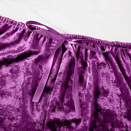 Sexy Lingerie for Women Naughty Erotic Outfits Women Velvet Deep V Camisole Bow Shorts Set Bra Underwear Slutty Underwears Nightwear Sets for Ladies