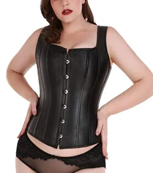 Sexy Women's Faux leather Steampunk Buckle Corset Vest G-string.