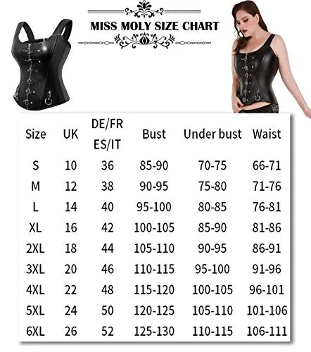 Sexy Women's Faux leather Steampunk Buckle Corset Vest G-string.