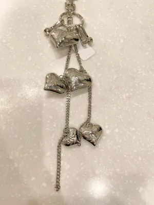 Silver Heart Detailing Long Key Chain