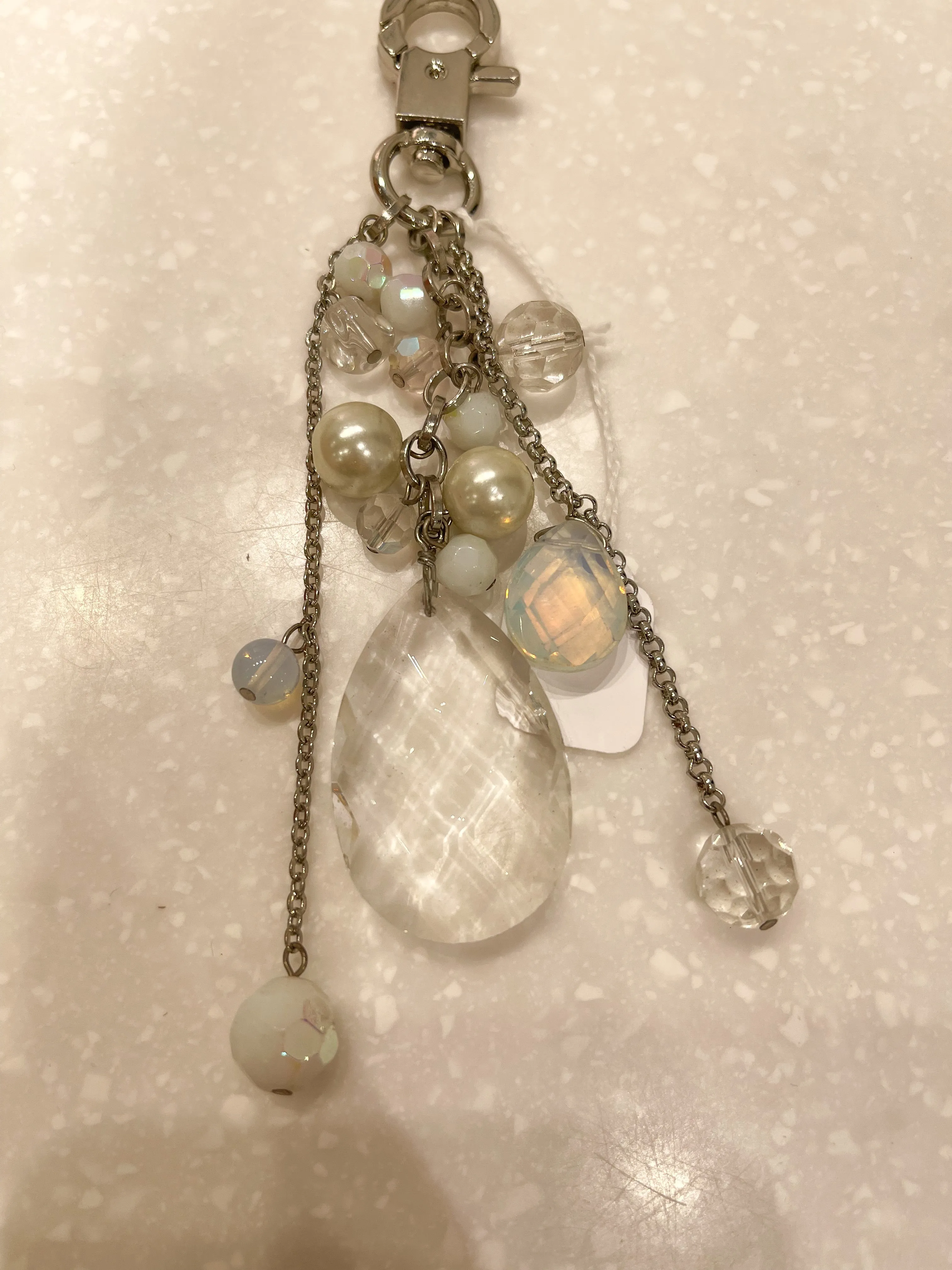 Silver Stone Detailed Key Chain
