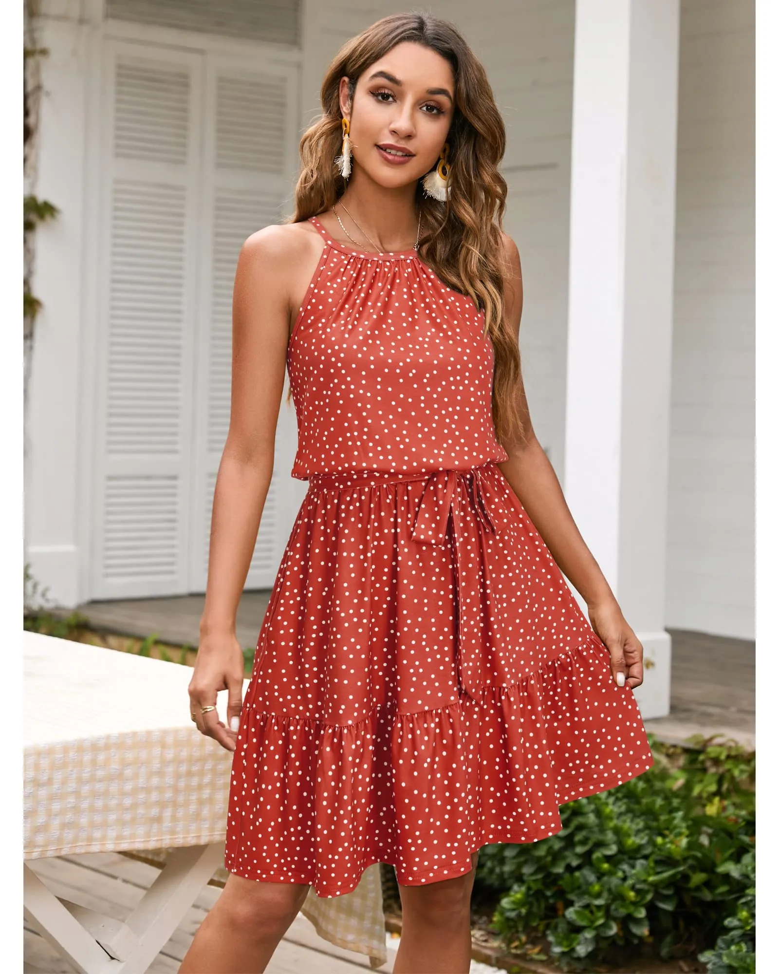 Summer Dresses for Women UK Halter Neck Dress Ladies Floral Beach Dress for Holiday Vacation(Floral-4, Medium)