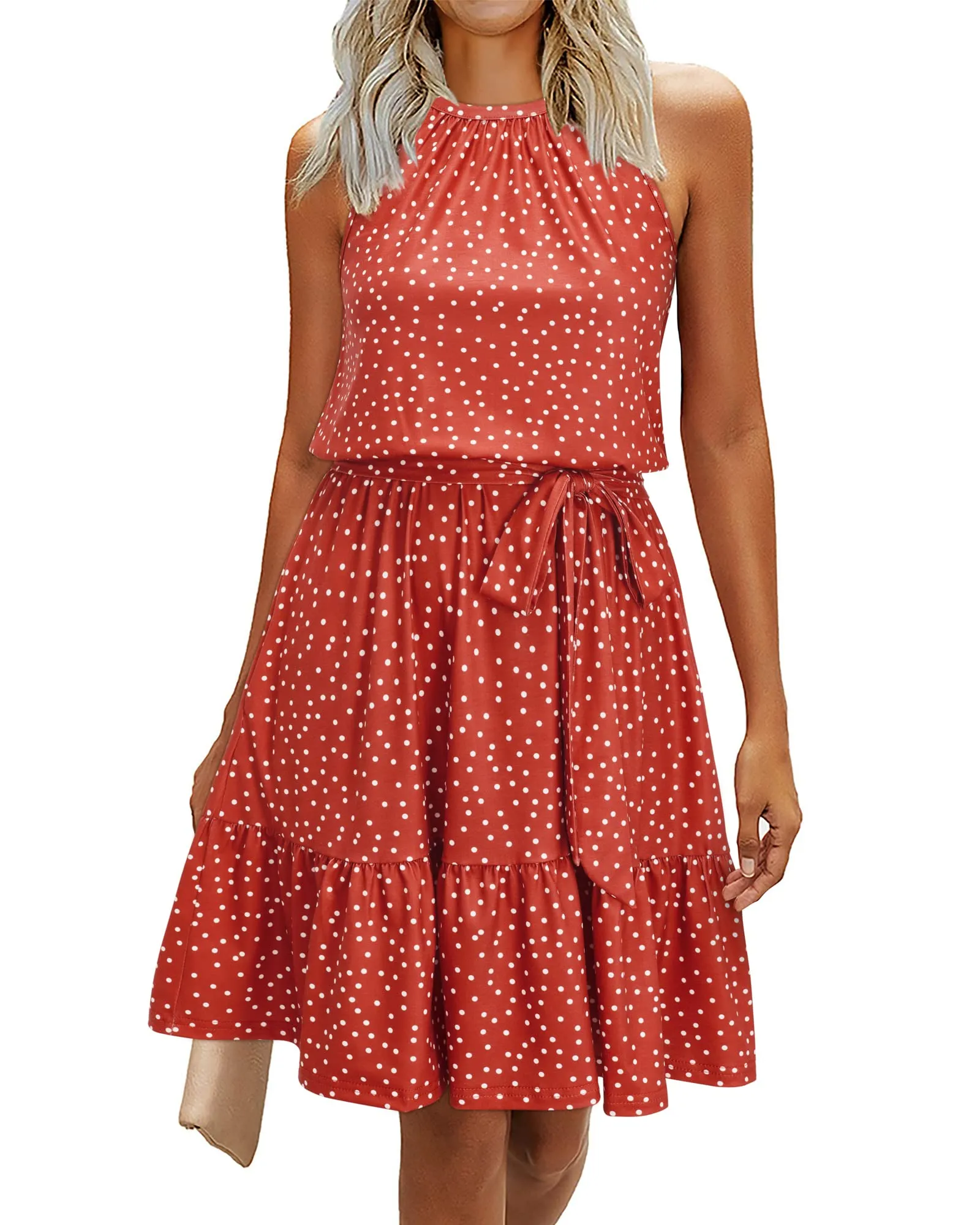 Summer Dresses for Women UK Halter Neck Dress Ladies Floral Beach Dress for Holiday Vacation(Floral-4, Medium)