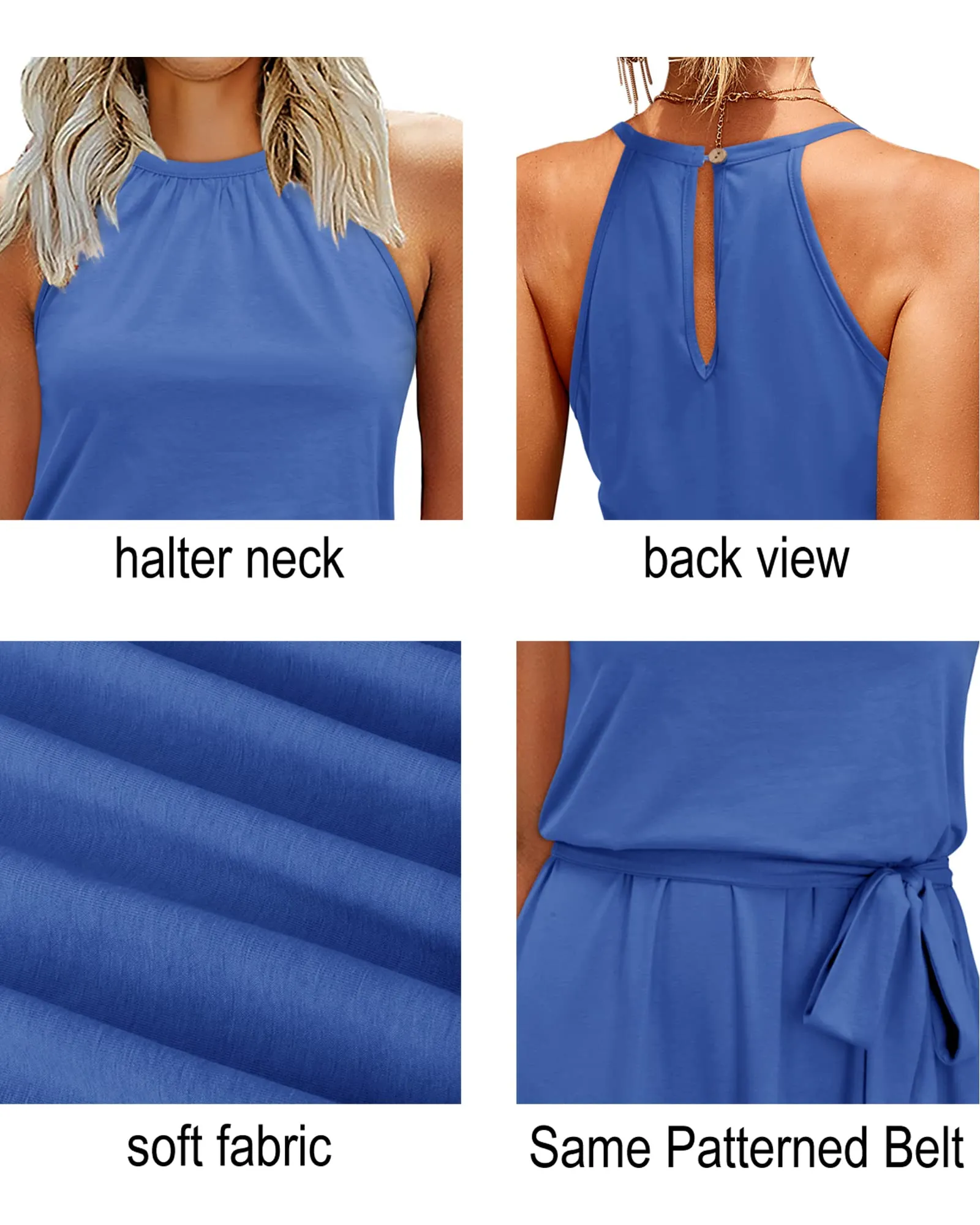 Summer Dresses for Women UK Halter Neck Dress Ladies Floral Beach Dress for Holiday Vacation(Floral-4, Medium)