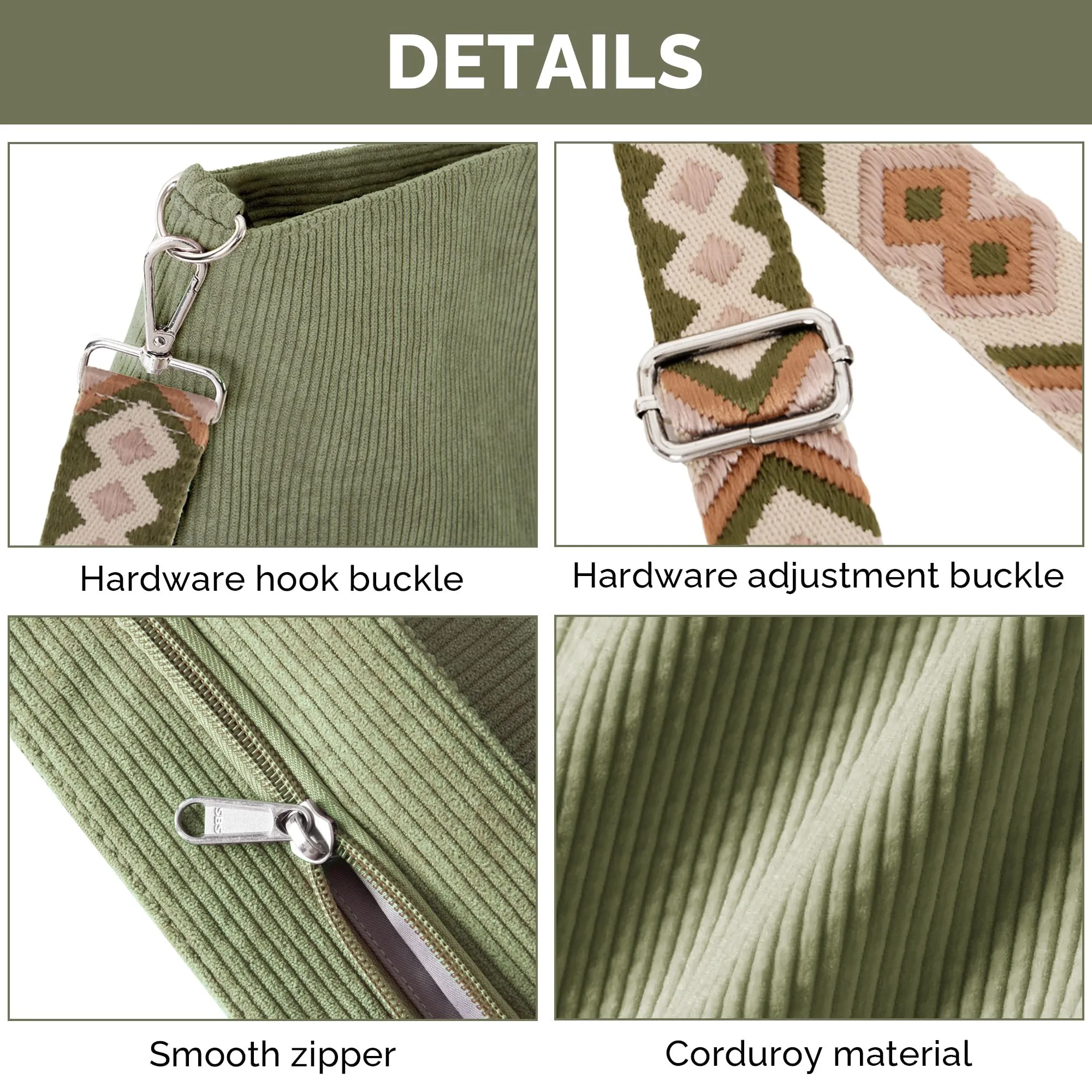 Tote Bag for Women with Zipper Large Capacity Shoulder Bags with Adjustable Strap and Pockets Waterproof Handbag for Work School Shopping Travel College (Green)