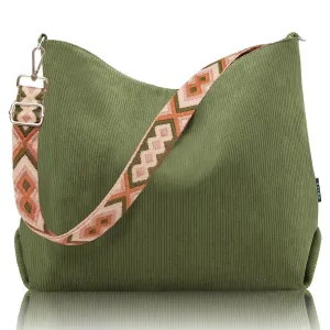 Tote Bag for Women with Zipper Large Capacity Shoulder Bags with Adjustable Strap and Pockets Waterproof Handbag for Work School Shopping Travel College (Green)