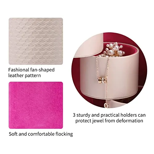 Vlando Jewellery Box Travel Accessory Storage Organizer Roll Small Faux Leather Travel Jewellery Box Organizer Display Storage Case for Rings, Earring, Necklaces Gift for Girls Mother Women