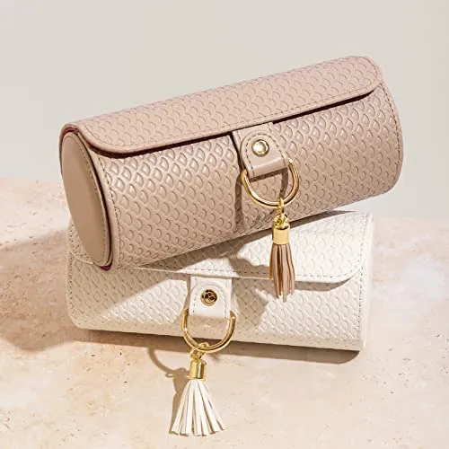 Vlando Jewellery Box Travel Accessory Storage Organizer Roll Small Faux Leather Travel Jewellery Box Organizer Display Storage Case for Rings, Earring, Necklaces Gift for Girls Mother Women