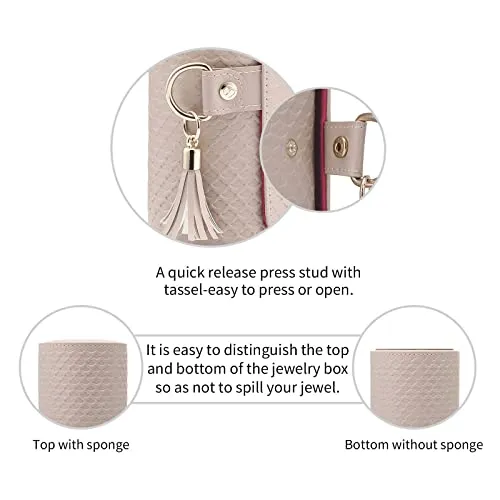 Vlando Jewellery Box Travel Accessory Storage Organizer Roll Small Faux Leather Travel Jewellery Box Organizer Display Storage Case for Rings, Earring, Necklaces Gift for Girls Mother Women