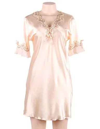 Women Satin Silky half Sleeve Night Gown Dress
