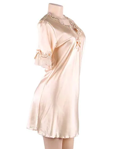 Women Satin Silky half Sleeve Night Gown Dress