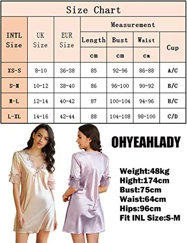 Women Satin Silky half Sleeve Night Gown Dress