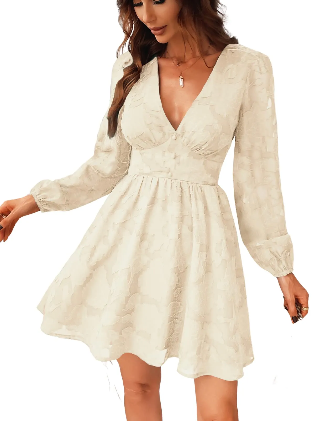 Women's Lace Mini Dress Long Sleeve Floral Print A Line Dress for Party Bodycon Dress Light Blue A XS