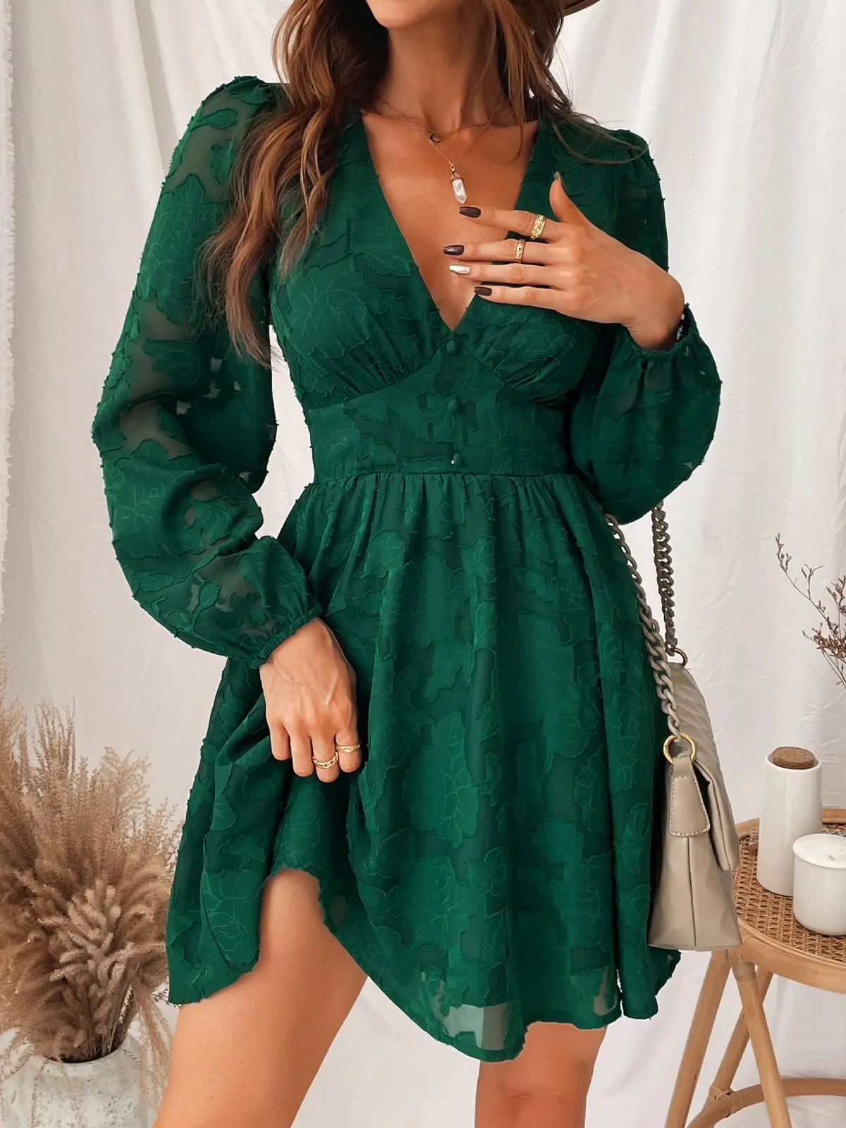 Women's Lace Mini Dress Long Sleeve Floral Print A Line Dress for Party Bodycon Dress Light Blue A XS
