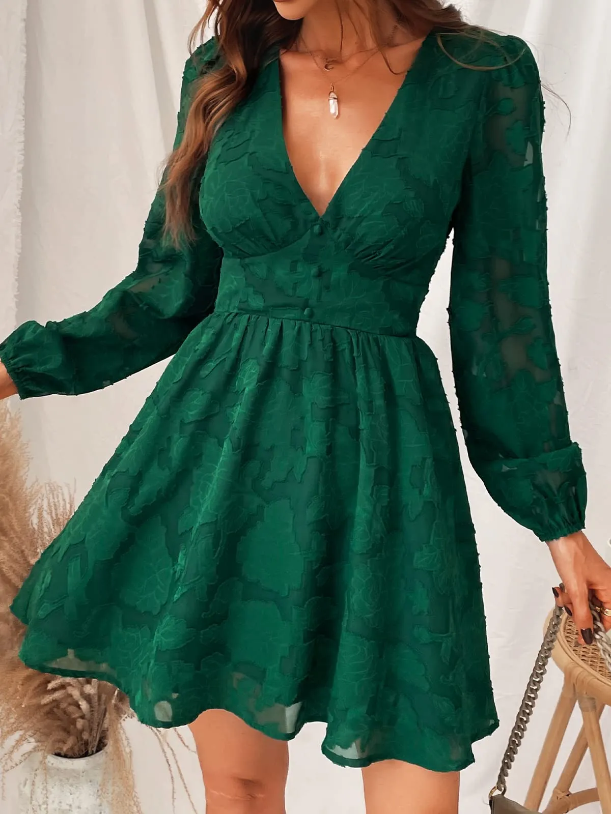 Women's Lace Mini Dress Long Sleeve Floral Print A Line Dress for Party Bodycon Dress Light Blue A XS