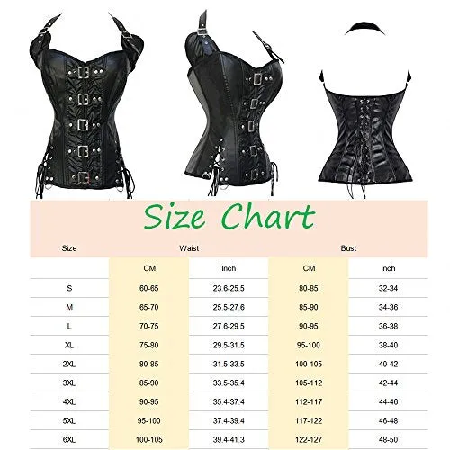 Womens Overbust Corset Faux Leather Dassous Bustier Neck Halter Clubwear Black UK Size 6-8 S