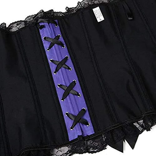 Women's Sexy Satin/Brocade Waist Cincher Lace up Boned Basque Corset Bustier top Size 6-24 (14-16, Green)