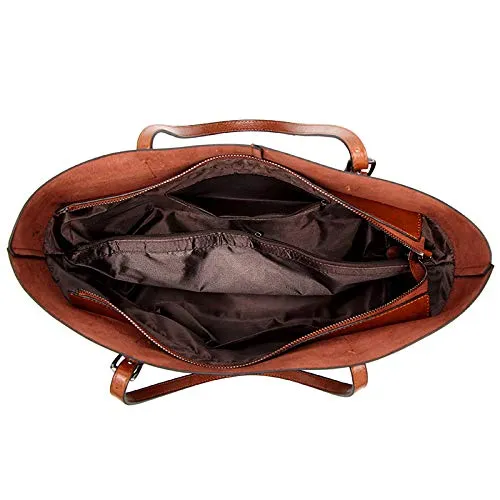 Womens Soft Leather Handbags Large Capacity Retro Vintage Top-Handle Casual Tote Shoulder Bags